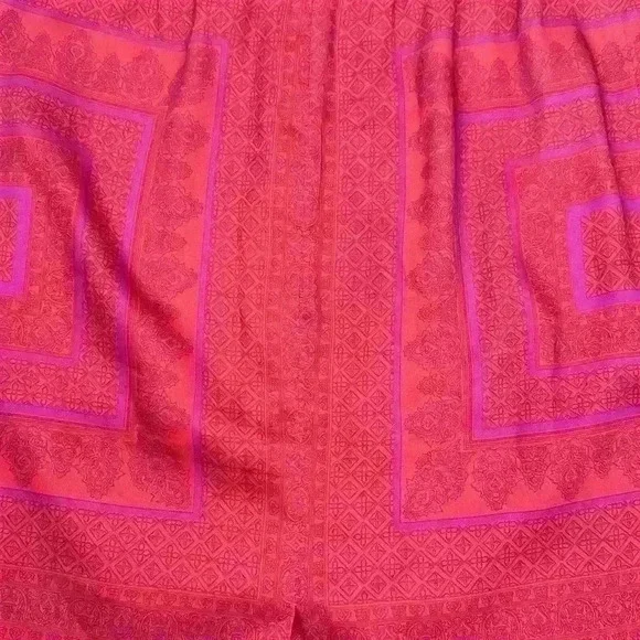 Ann Taylor Red Orange Pink Silky Straight Skirt Moroccan Print size 2 - Picture 9 of 10